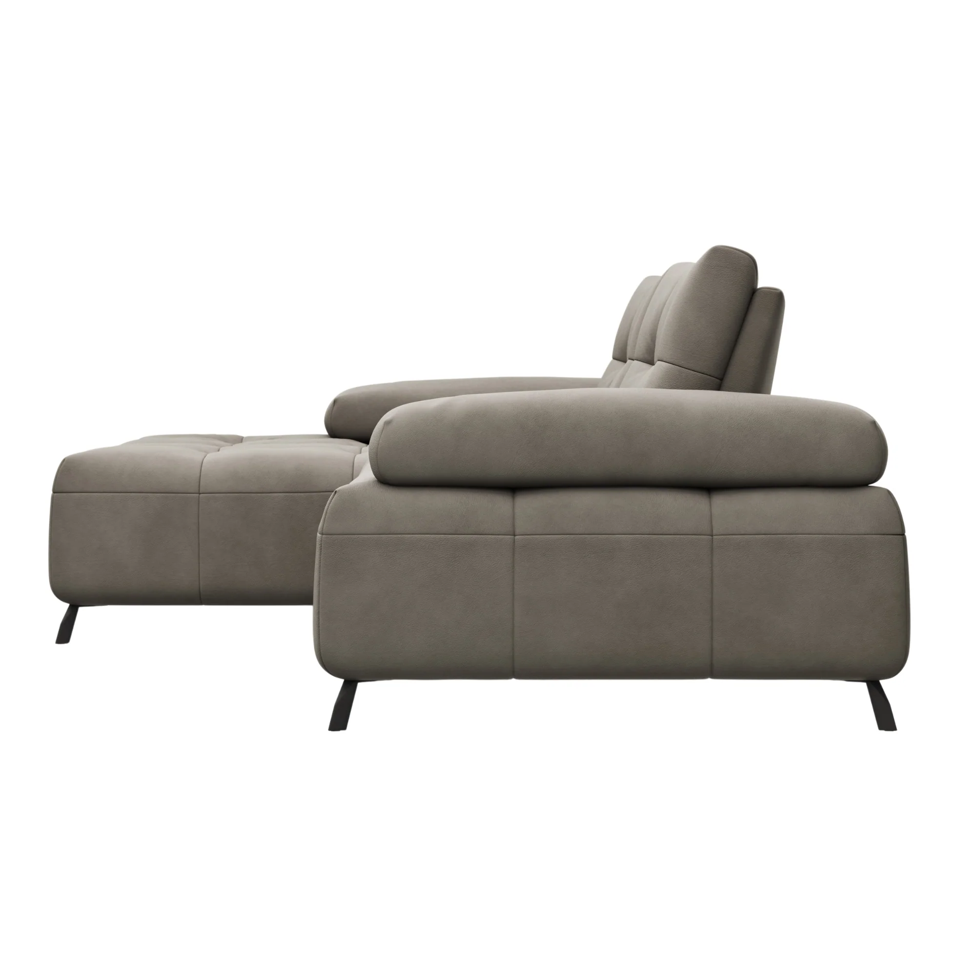 Contur Ecksofa Comodo mit Longchair, 1,5-Sitzer, Lederbezug taupe - Image 5