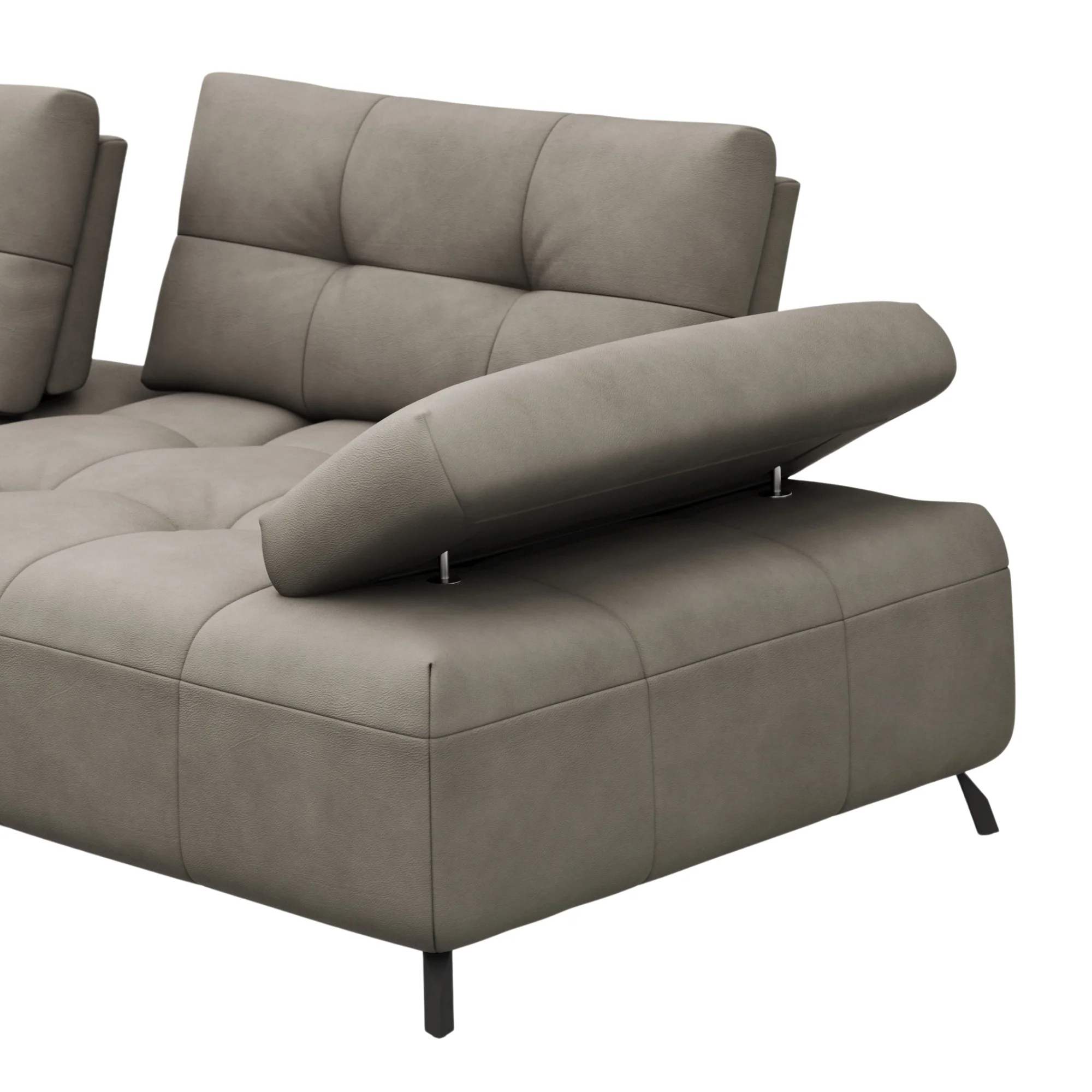 Contur Ecksofa Comodo mit Longchair, 1,5-Sitzer, Lederbezug taupe - Image 6