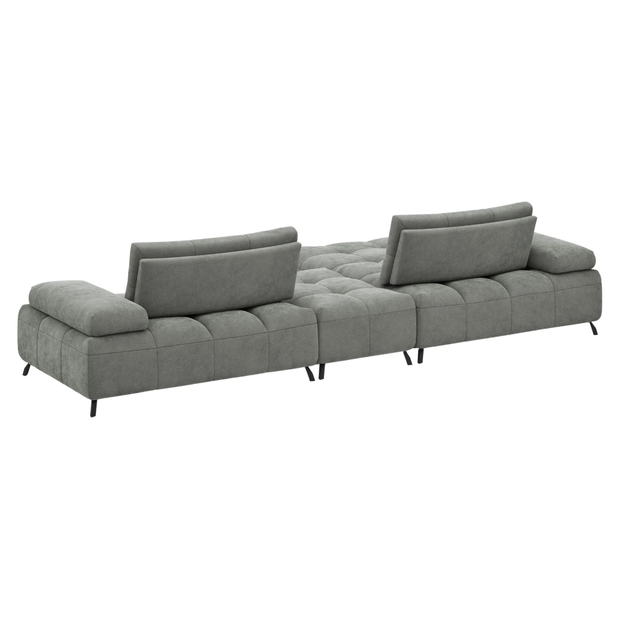 Contur modulares Ecksofa Comodo mit Longchair Links & Hocker, Stoffbezug hellgrau - Image 3