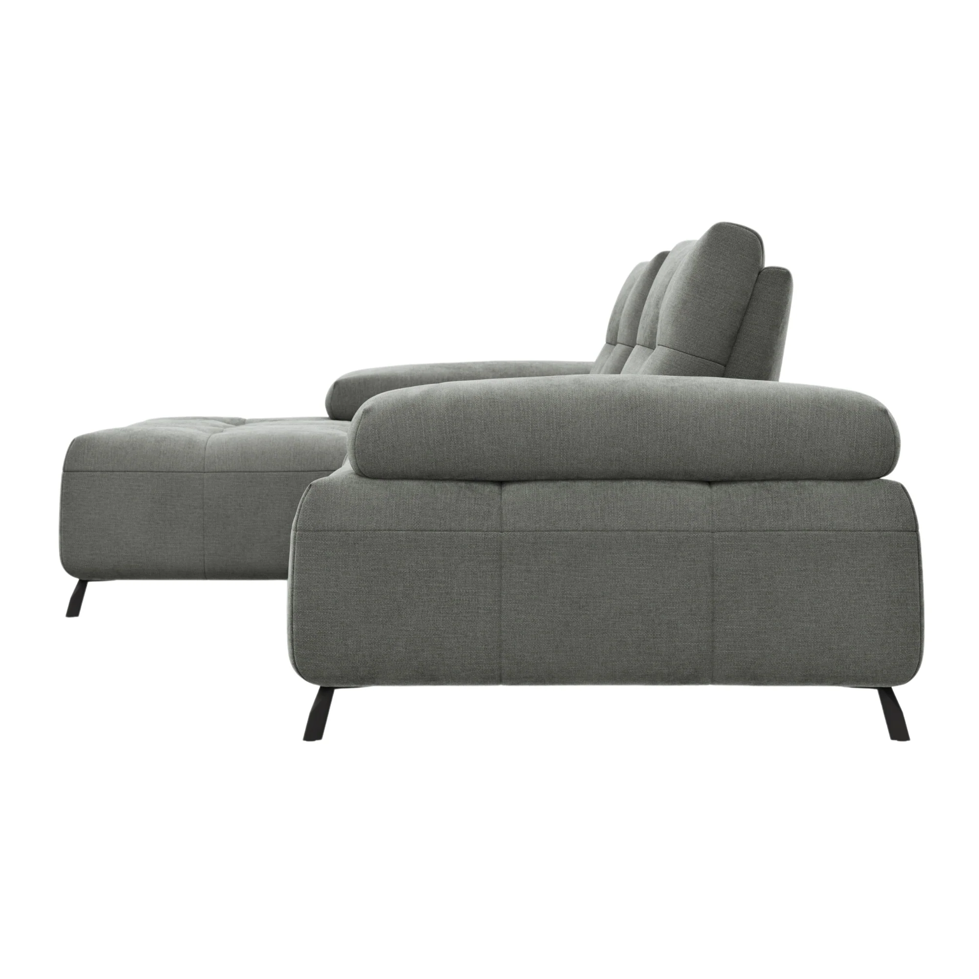 Contur modulares Ecksofa Comodo mit Longchair Links & Hocker, Stoffbezug hellgrau - Image 4