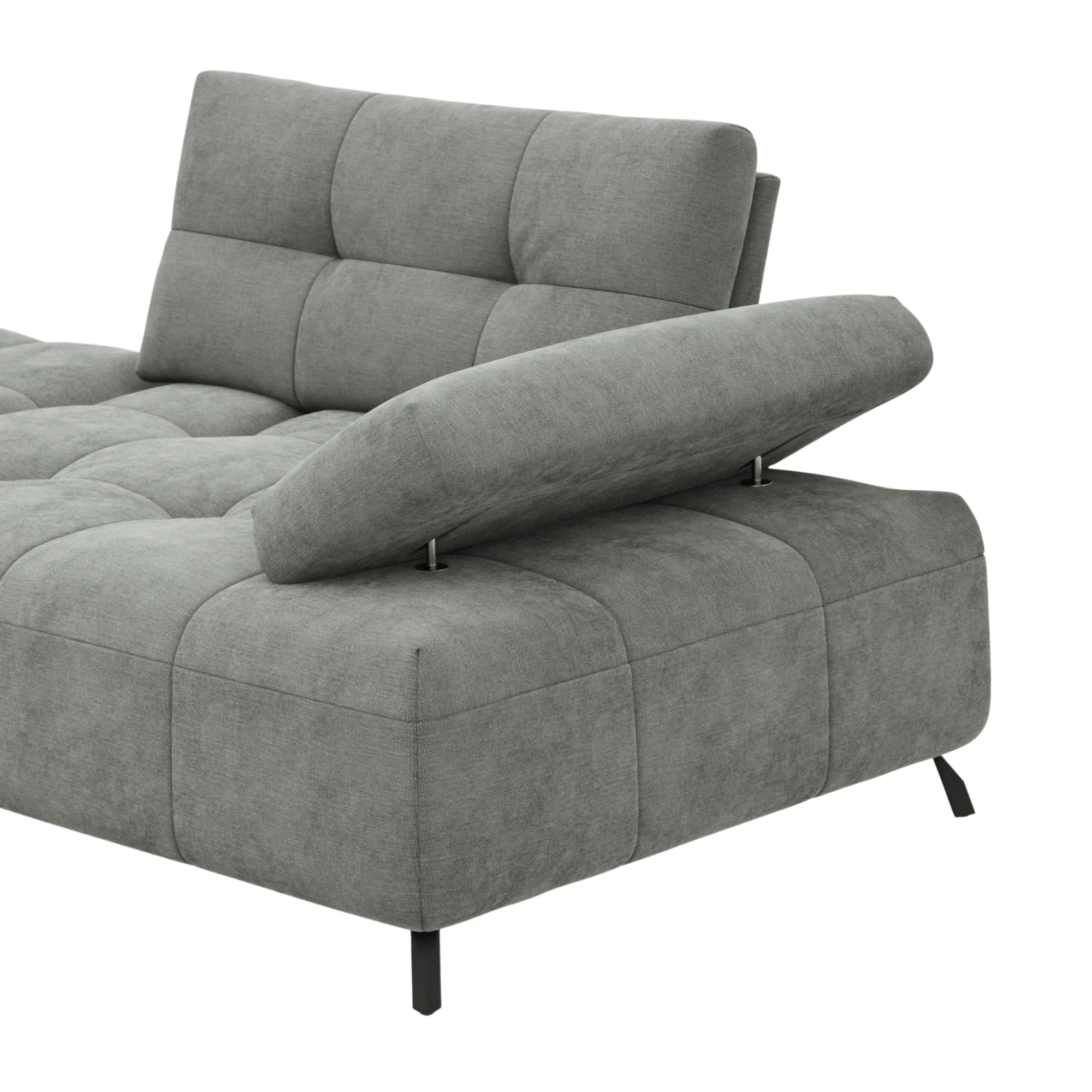 Contur modulares Ecksofa Comodo mit Longchair Links & Hocker, Stoffbezug hellgrau - Image 5