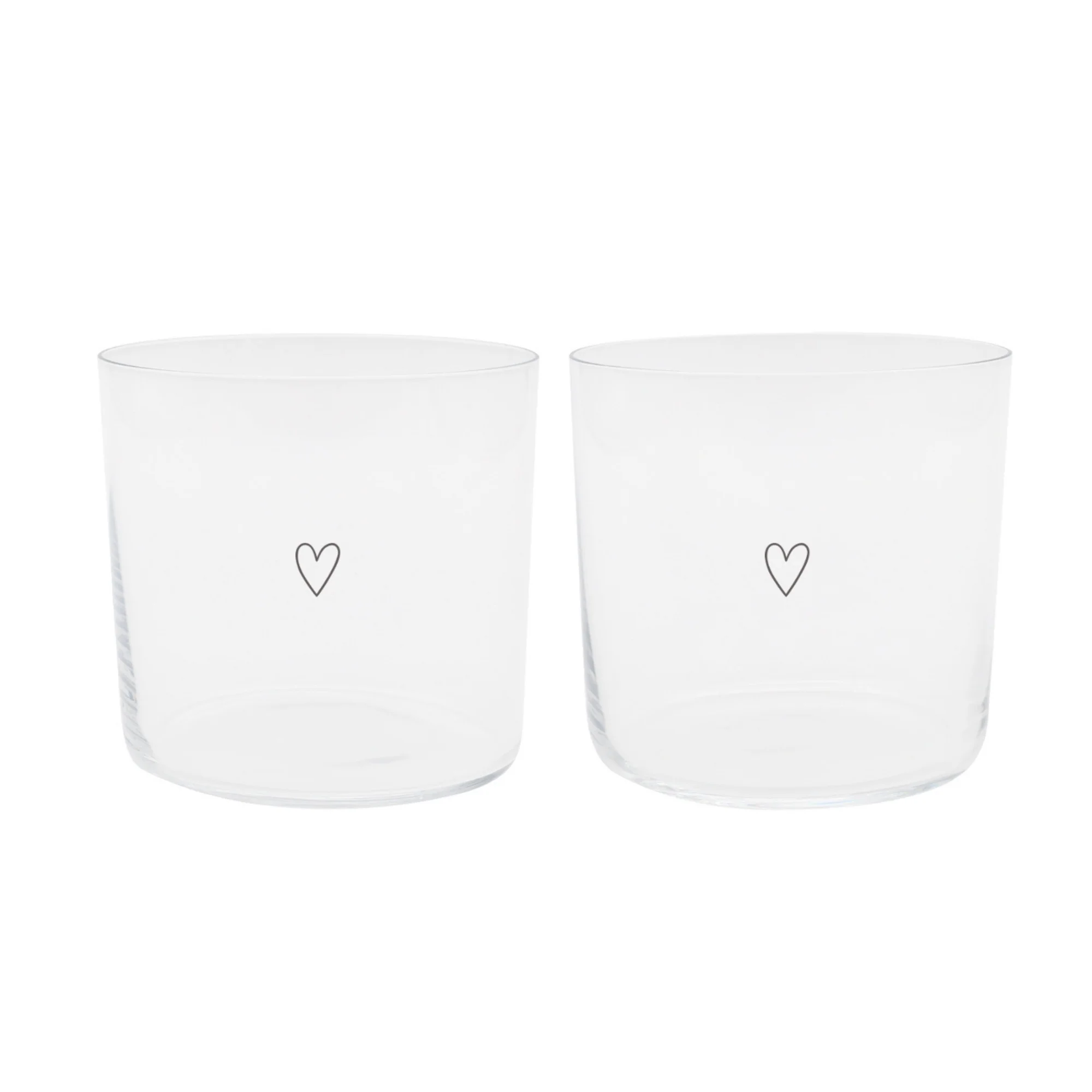 Eulenschnitt 2er-Set Trinkgläser, Herz-Motiv schwarz, 350 ml