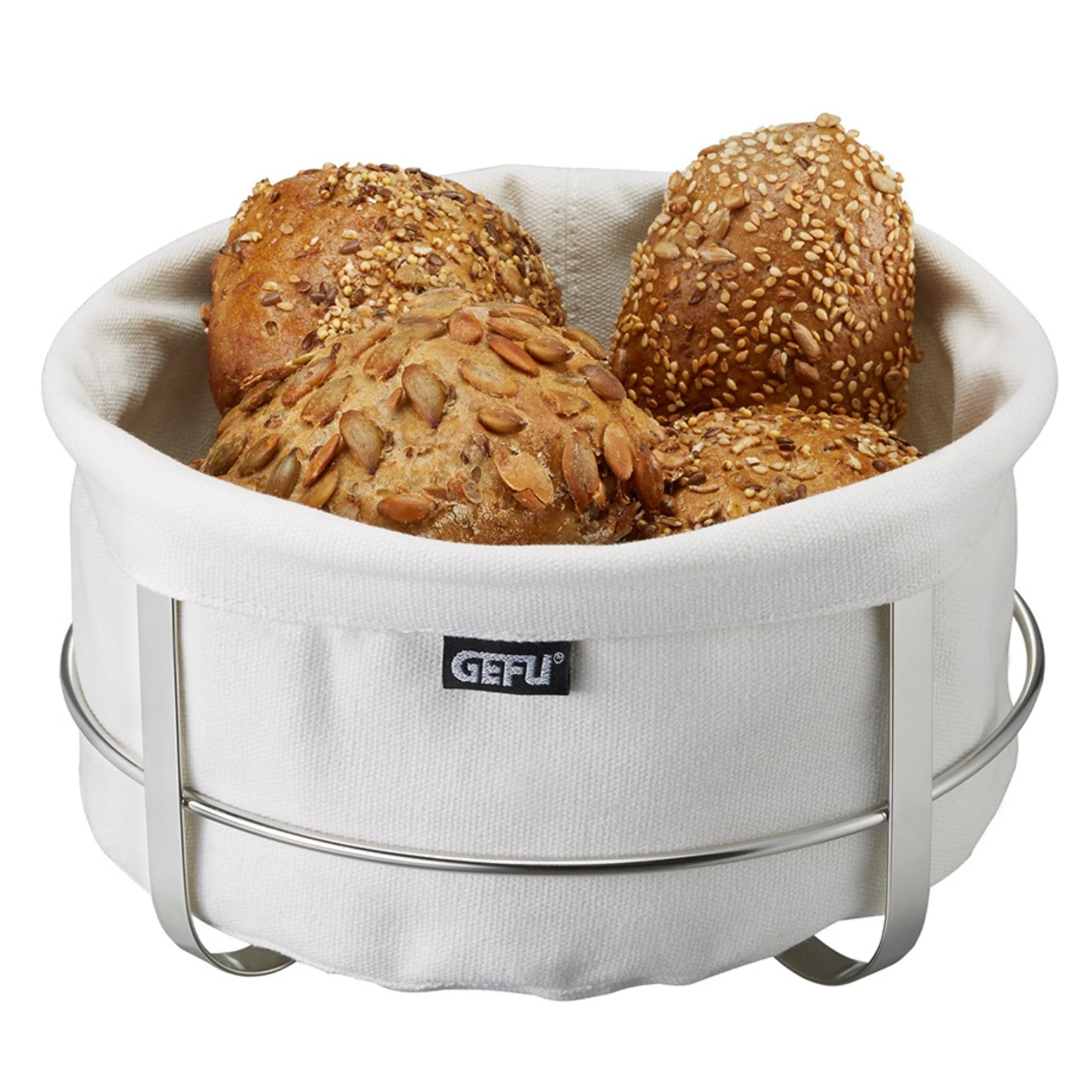 Gefu Brotkorb BRUNCH, Stoffkorb waschbar, Gestell Metall spülmaschinengeeignet, oval, creme - Image 2