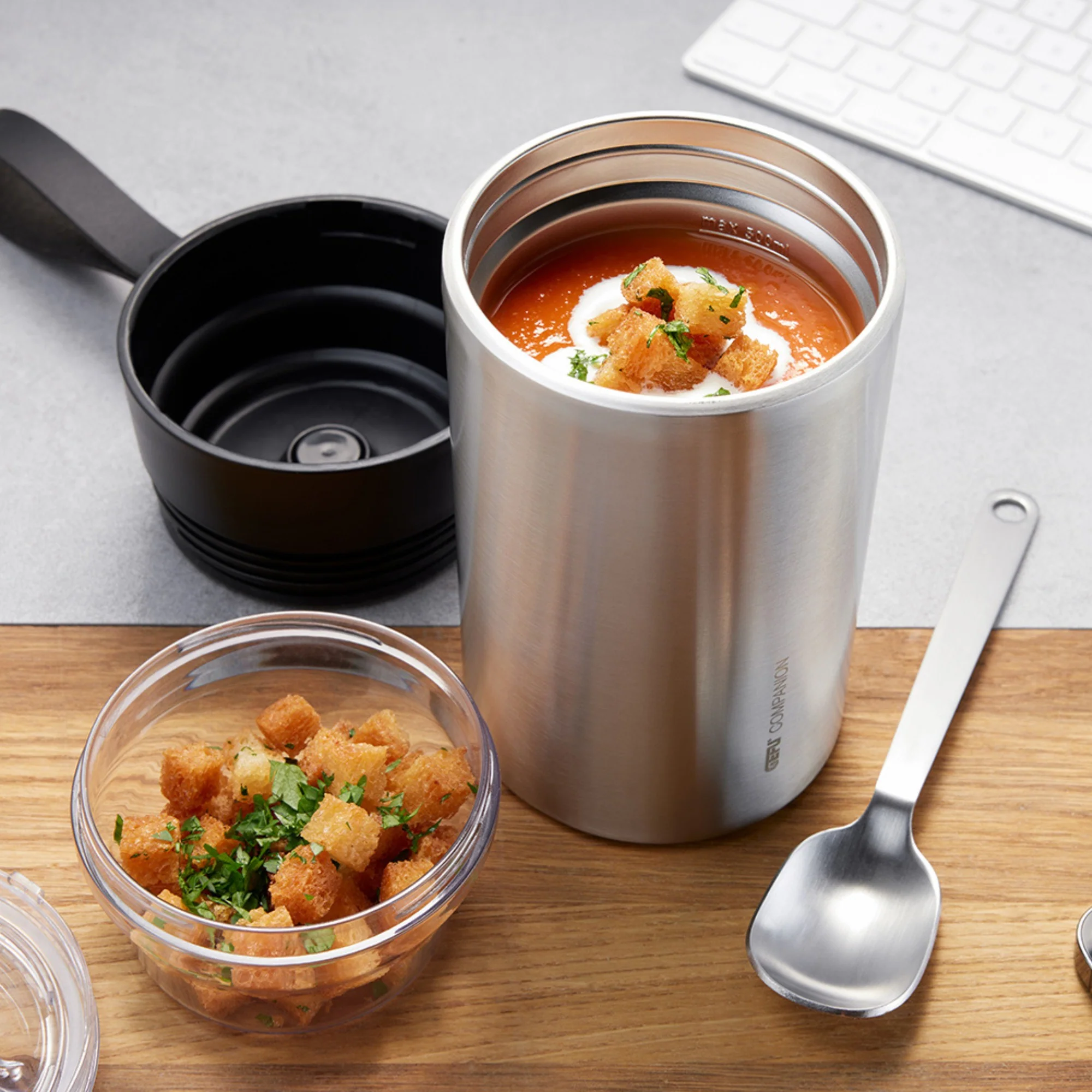 Gefu Thermo Lunchpot COMPANION 500ml, mit integriertem Aufbewahrungsbehälter im Deckel für Toppings, Saucen und Dressings - Image 2