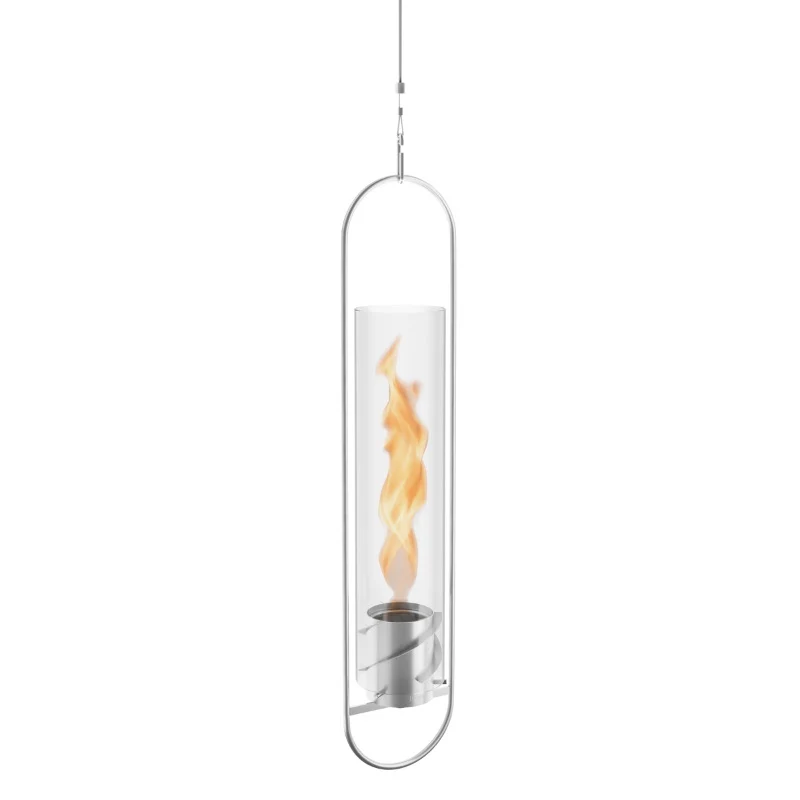 höfats Hängefeuer SPIN 90/120, hängende Gartenfackel silber