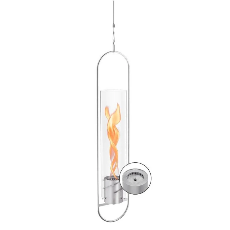 höfats Hängefeuer SPIN 900/1200, hängende Gartenfackel silber
