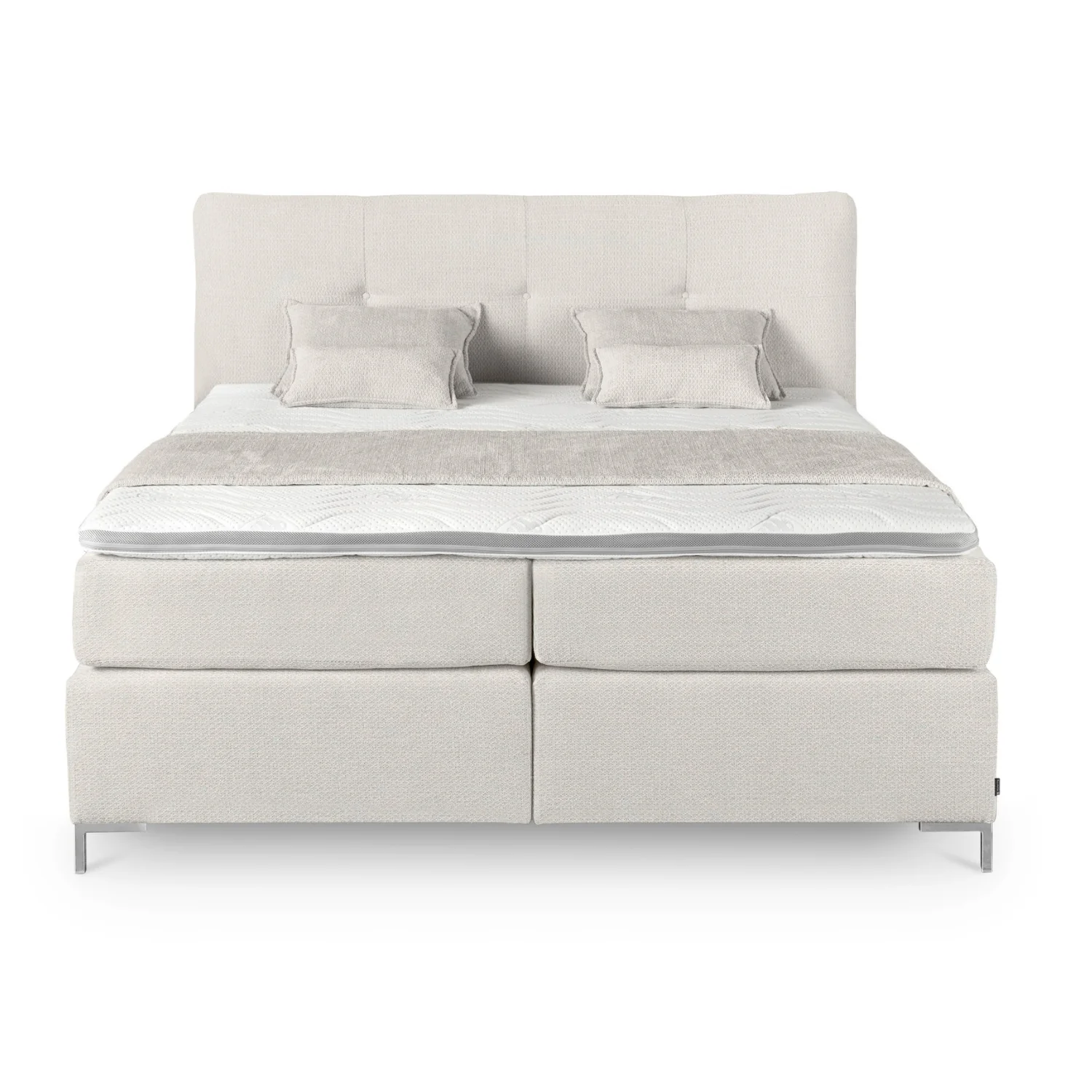 Musterring Boxspringbett Felina Basic 180 x 200 cm, mit Stoffbezug, D090 Weiß, mit Chrom-Füßen - Image 3
