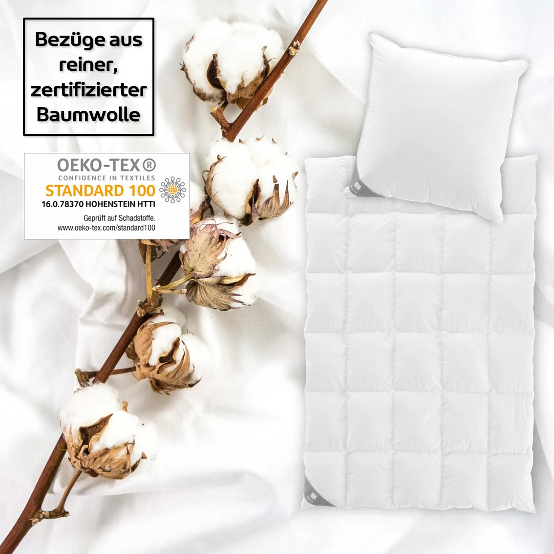 Musterring Faserkissen 'MOONZ' klimaregulierendes, antiallergisches Kopfkissen mit Faser-Füllung 100% Polyester und 100% Baumwoll-Bezug, waschbar, Made in Germany - Image 6