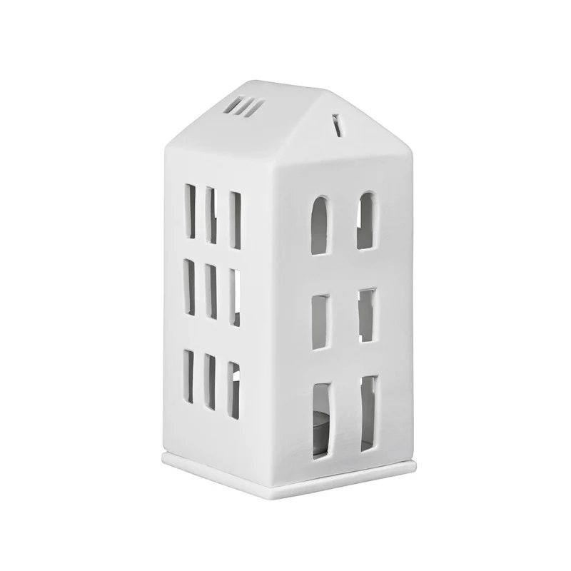 Räder Lichthaus aus Porzellan, Teelichthalter Deko Haus, mittel, Walmdach, 16,5cm