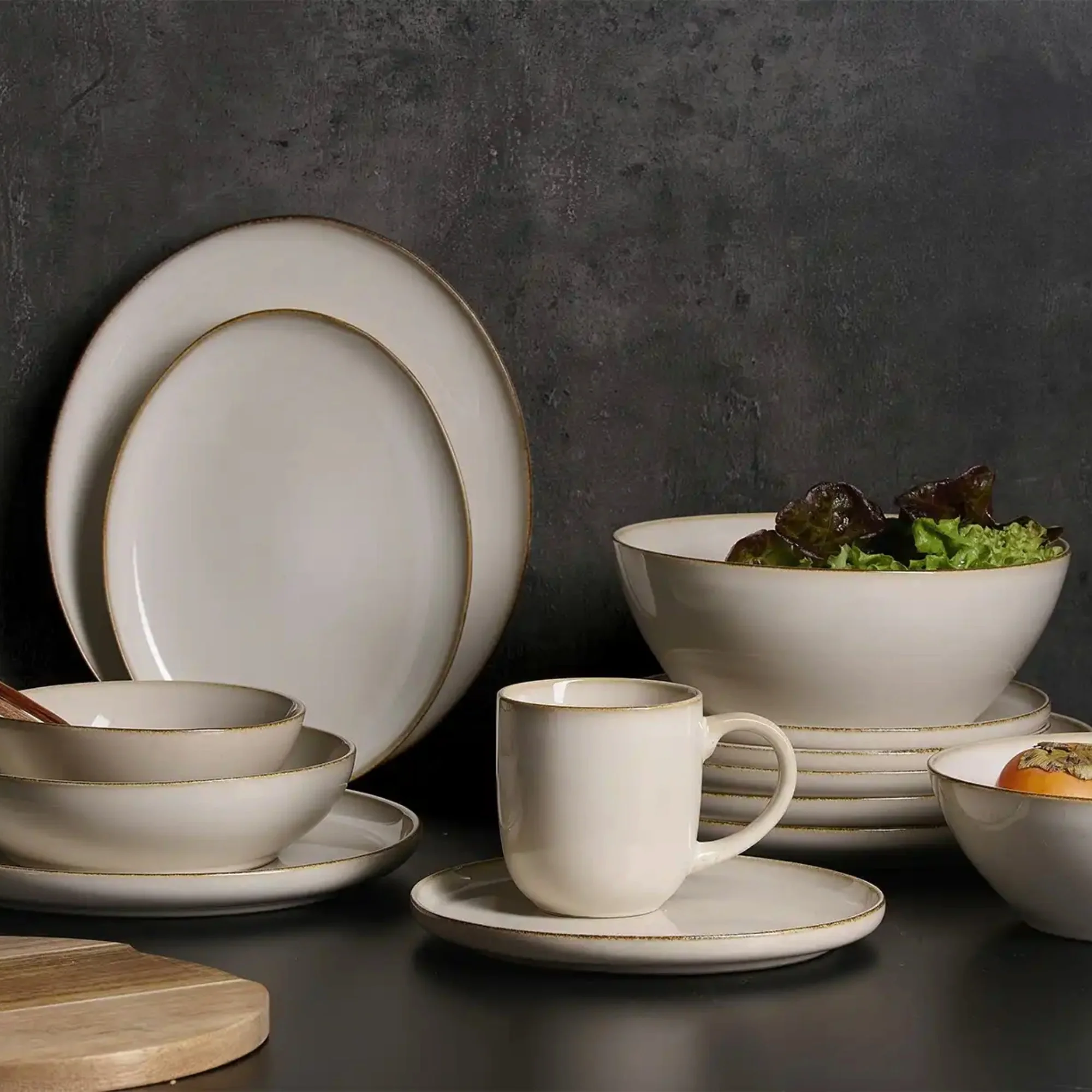 Ritzenhoff & Breker Steingut Geschirr-Set Olivia 8-tlg. Speiseset beige - Image 2