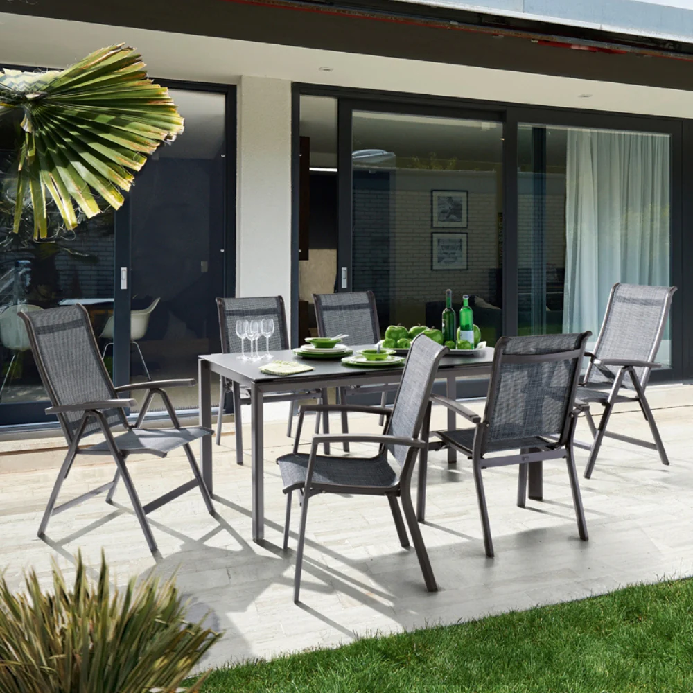 Sieger Stapelsessel Calvi, Gartenstuhl mit Alu-Gestell & Textilux®-Gewebe - Image 6