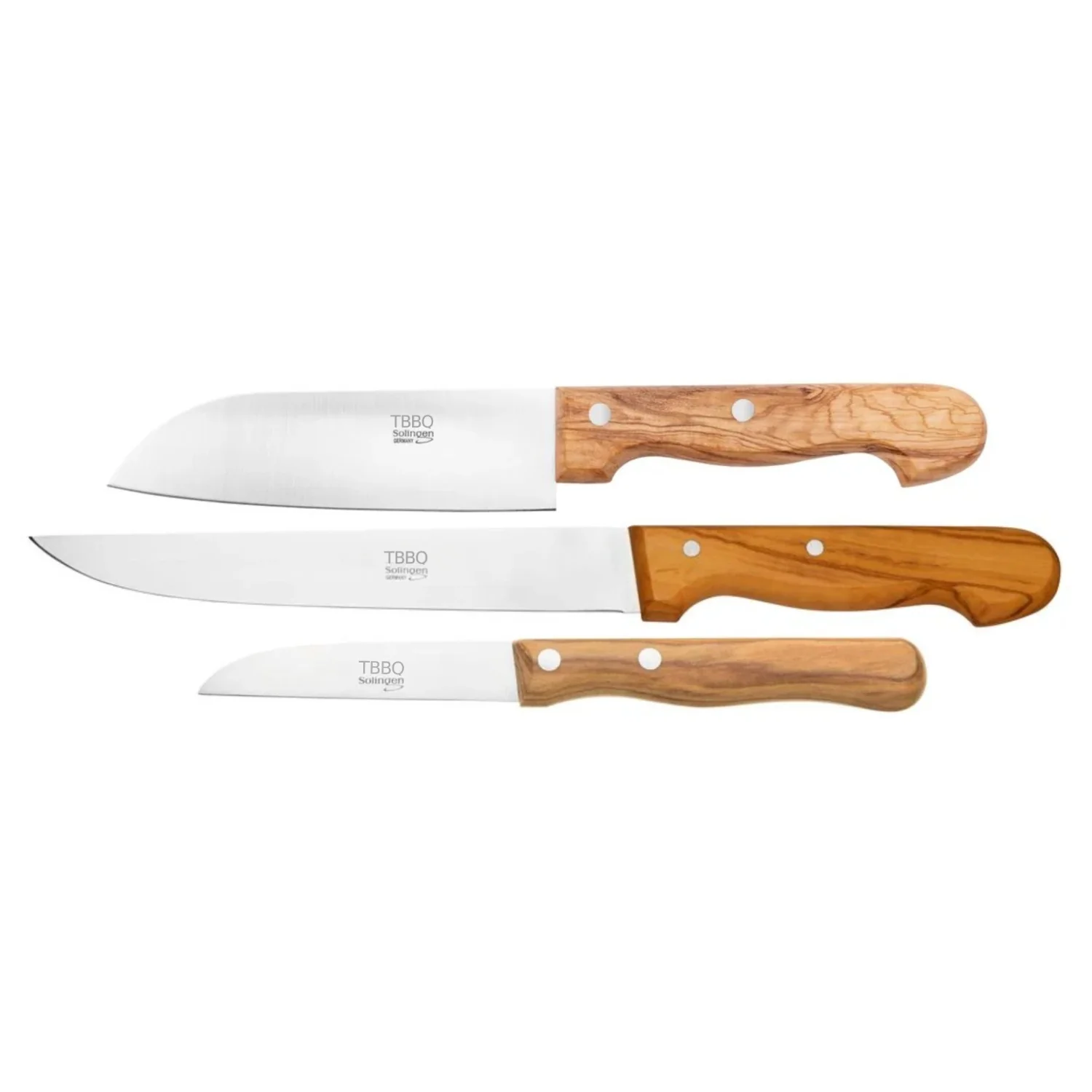 TBBQ Allrounder Messer-Set, 3-tlg., hochwertiges Messerset, inkl. Santoku-Messer, Küchen- & Schälmesser